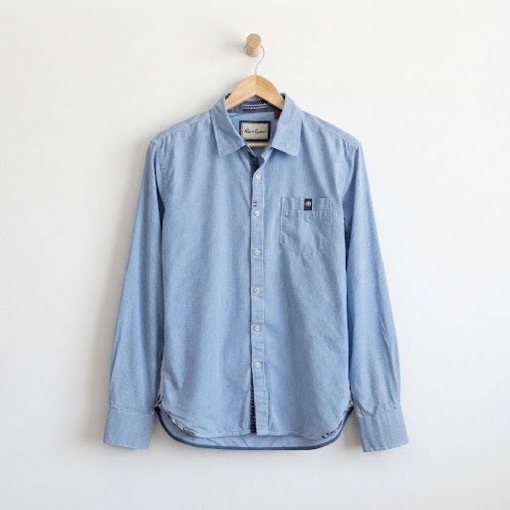 Robert Graham Mod Preppy Blue Grid Check Tailored Button Shirt Large Yachtcore